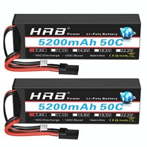 HRB 7.4V 2S 5200mAh 50C TR Hardcase Lipo Battery 2 Packs Best RC Plane Crashes Ever