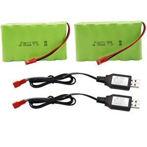 Blomiky 2 Pack 7.2V 900mAh NiCd Rechargeable Battery with JST Plug for Amewi 22501 RC Excavator and Compatible Models