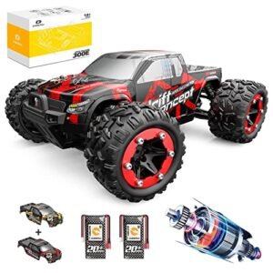 Kidomo 1/18 Scale Brushless RC Car DEERC 300E High Speed Remote Control Monster Truck 4WD All Terrain Off Road Vehicle with Extra Shell and 2 Batteries 40 Plus Minutes Playtime for Kids and Adults