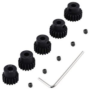 HobbyPark RC Tire Softener Compatible Metal Steel 32 Pitch Pinion Gear Set 5mm Shaft Hole 17T 18T 19T 20T 21T Motor Gears Kit 5 Pack