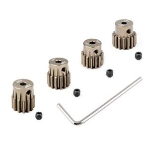 HobbyPark Mudslinger RC Tires Compatible Metal 7075 Aluminum Alloy 32 Pitch Pinion Gear Set 3.175mm Shaft Hole 13T 14T 15T 16T Motor Gears Kit 4 Pack