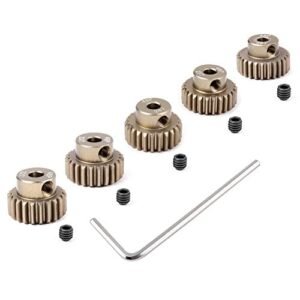 HobbyPark Metal 7075 Aluminum Alloy 48P Pinion Gear Set for Drag RC Car Kit 3.175mm Shaft Hole 22T 23T 24T 25T 26T Motor Gears 5 Pack