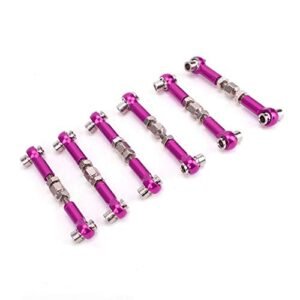 Tbest 6Pcs Adjustable Servo Links Tie Rod Set for RC Hobby Las Vegas 1/10 Scale Model Cars Purple Aluminum Alloy Accessories