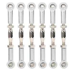 Dilwe RC Car Turnbuckle 6Pcs Adjustable Servo Links Tie Rod Aluminum Alloy Pull Rod Set for RC Hobby Athens Car Model Silver