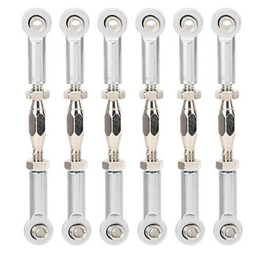 Dilwe RC Car Turnbuckle 6Pcs Adjustable Servo Links Tie Rod Aluminum Alloy Pull Rod Set for RC Hobby Athens Car Model Silver