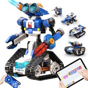 SkyRider STEM Robot Toy with RC Helicopter Remote App Control 6 in 1 Building Kit for Kids Ages 8 12 480 Pieces Educational Coding Robotics Gift
