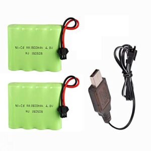 SIMREX 4.8V 1800mAh NiCD Rechargeable Battery Pack with USB Charger for RC Bladder Fuel Tanks Cars Trucks and Tanks