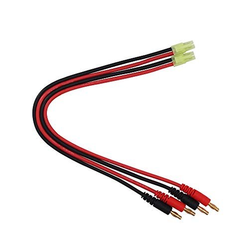 BDHI 2pcs Mini Tamiya Male to 4.0mm Banana Plugs Charge Cable 30cm 12in B144 2