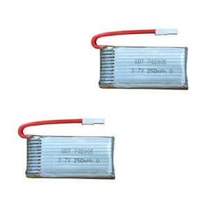 VOLANTEXRC 2pcs 3.7V 250mAh Lipo Rechargeable Battery for RC Airplane 761-1 TrainStar Mini, 761-6 Ranger400