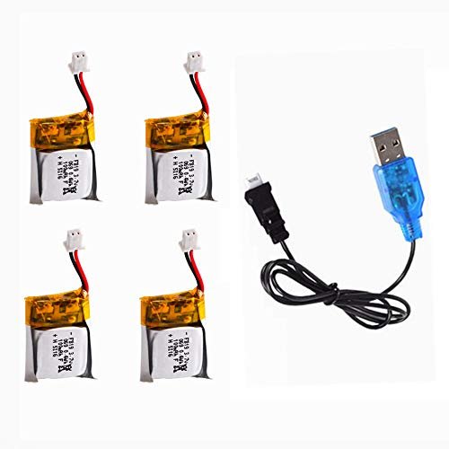 Estes Proto X Nano RC Quadcopter 3.7V 100mAh 20C Lipo Battery 4 Pack with USB Charger for Mini Drones