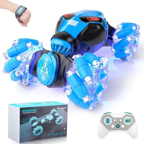 Powerextra RC Car Hauler Stunt Toy with Gesture Sensor 4WD Remote Control for Kids Ages 6 12