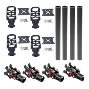 FEICHAO 4PCS 16MM 14MM 150MM 3K Carbon Fiber Tube with Motor Mount Plate Holder and Z16 Folding Arm Tube Joint for RC Aircraft Skis Quadcopter DIY Copter Drone