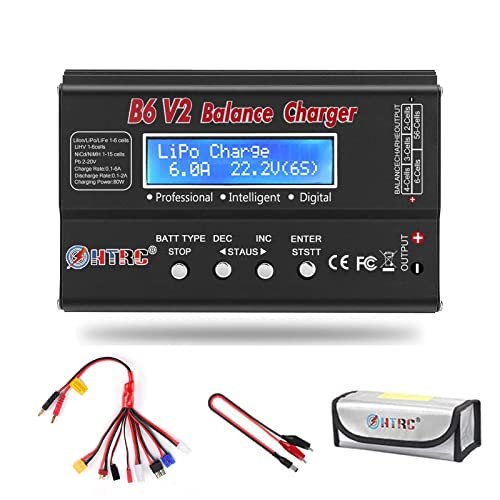BOSS RC 500 Battery Life Enhancer LiPo Battery Charger 1S 6S Digital Discharger 80W 6A for RC Cars with Deans Connectors and Power Supply