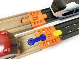 TrainLab Adapter for Intelino J1 Smart Train and Thomas Brio Wooden Railway Tracks Compatible with Wisconsin RC Tracks 2pcs Orange