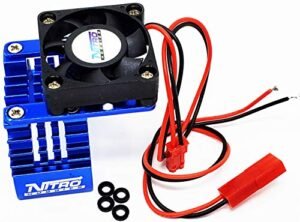 Nitro Hobbies Aluminum 540 550 Motor Heat Sink with Cooling Fan for Nitro Outboard RC Boat Motor Blue