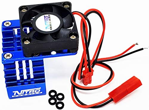 Nitro Hobbies Aluminum 540 550 Motor Heat Sink with Cooling Fan for Nitro Outboard RC Boat Motor Blue