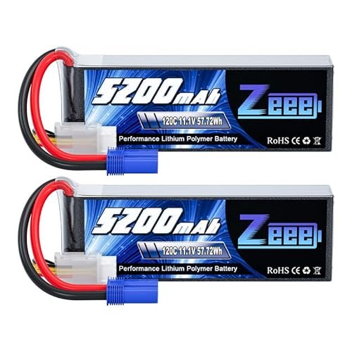 Zeee 3S LiPo Battery 5200mAh 11.1V 120C with EC5 Connector for lh1301 RC Helicopter and Other RC Models 2 Pack