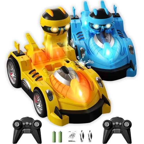 PLIOPYIK RC Plane Catapult Launcher 2 Pack Remote Control Battle Bumper Cars for Kids Interactive Toy Set