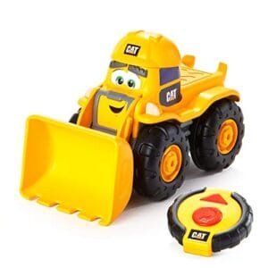CAT RC Remote Control Dump Truck Toy 10.5 Inch Construction Vehicle with Child Friendly Controller and Working Headlights Batteries Included