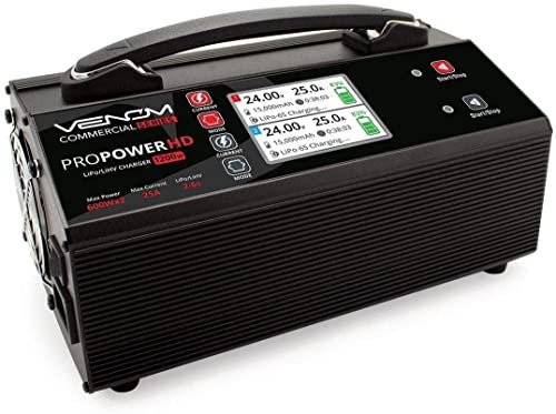 Venom Pro Power HD 1200W RC Commercial Jet Battery Charger for 2S 6S LiPo LiHV Batteries with LCD Display and Dual Charge Ports