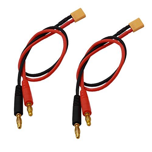 Treehobby 2PCS XT30 Plug to 4.0mm Banana Plug RC Battery Balance Charge Cable Adapter Connectors 16AWG 30cm