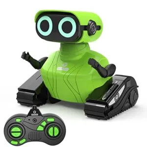 GILOBABY RC Control Linkages Robot Toy Remote Control Robot with LED Eyes Flexible Head Arms Dance Moves Music for Kids Ages 3+ Years Green