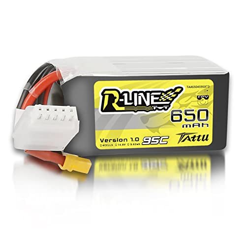 TATTU 4S LiPo Battery 650mAh 14.8V 95C with XT30 Plug for Car Battery CCA 600 RC 110 and Multi Rotor FPV Drones