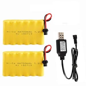 Huina K970 RC Excavator Rechargeable Battery 7.2V 700mAh Ni CD 2 Pack with USB Charger