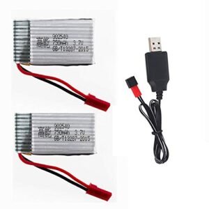 Triton RC Tires Compatible 3.7V 750mAh 25c Lipo Battery Pack for MJX X400 X800 X500 X300C HJ818H J819S RC Racing Drones