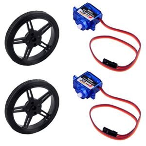 DIYmalls Feetech FS90R Micro Continuous Rotation Servo Analog Motor with 360 RC Wheel for Arduino Microbit Smart Car Robot Pack of 2