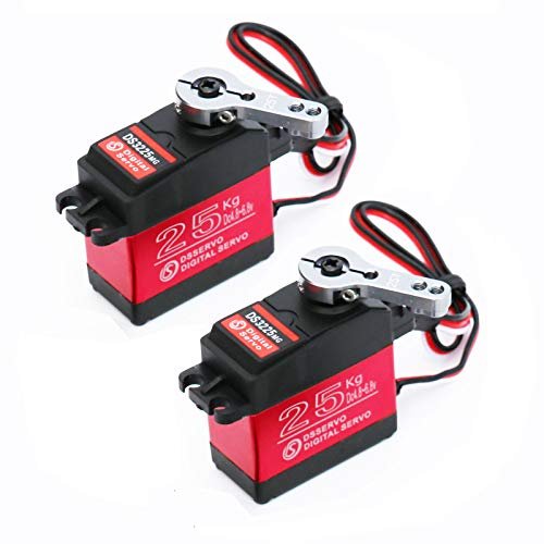 BETU 2Pack 25KG High Torque RC Steering Servo Waterproof Full Metal Gear Servo for 1/6 1/8 1/10 1/12 RC Car Robot Boat Fixes Twitching Issues