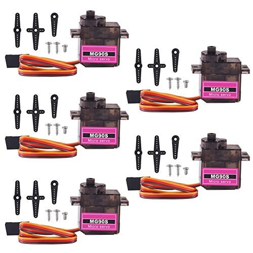 AITRIP MG90S 5 PCS 9G Micro Servo Motor Metal Geared for Helicopter Pilot Rescues RC Plane Arduino Raspberry Pi Projects