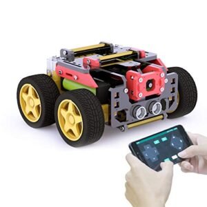 Adeept 4WD Smart Robot Car Kit for Raspberry Pi 4 3 Model B+ B with OpenCV Target Tracking and Real Time Video