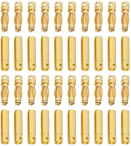 40 PCS RC Bullet Connectors 4mm Male Female Gold Banana Bullet Connector Plug for Brushless Motors and ESC