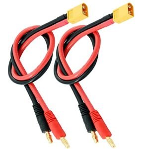 XT60 Connector Plug to 4mm Banana Plugs Battery Charge Lead Adapter Cable 14awg 30cm 2 Pack