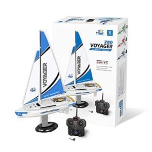 PLAYSTEAM Voyager 280 RC Controlled Wind Powered Sailboat Blue 17.5 Inches Tall Wind Hobby RC