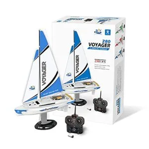 PLAYSTEAM Voyager 280 RC Controlled Wind Powered Sailboat Blue 17.5 Inches Tall Wind Hobby RC