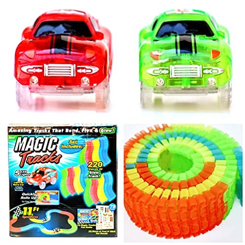 Bucket List Flexible RC Race Track Los Angeles Toy Set with Glow in the Dark Features 220 Pieces