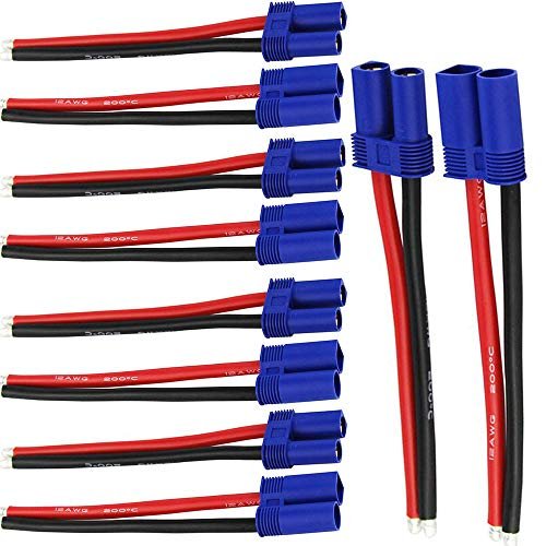 Raleigh Hobby RC 5 Pairs EC5 5.0mm Male Female Banana Connector with 12awg Silicone Wire 10cm Lipo Battery Pack of 5