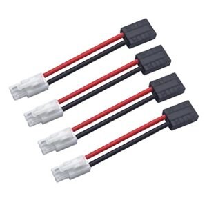 FLY RC 4pcs Tamiya Male Rc Battery Adapter Connector Compatible with Slash/Rustler/Stampede/Bandit/E Revo NiCd NiMH Dynamite Battery