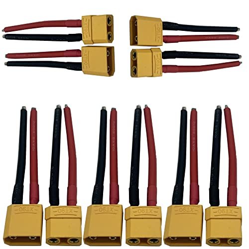 XT90 Plug Male Female Connector Set with 100mm 10AWG Silicon Wire for RC Lipo Battery FPV Drone 5 Pair Pack