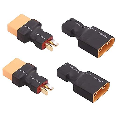 XT90 to T Plug Adapter Connector Set for No Prep RC Tire Warmers and Battery Chargers 4pcs