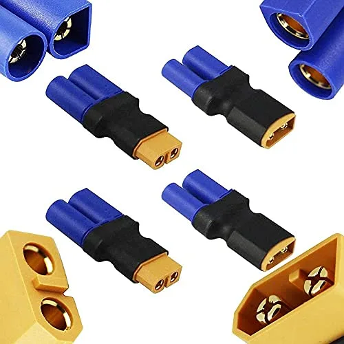 4pcs XT60 to EC5 Male Female Adapter Connector for Lipo Battery Tray RC No Wires