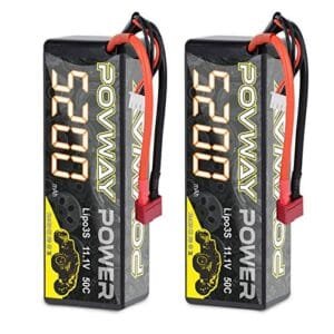 POVWAY 3S Lipo Battery 5200mAh 11.1V 50C with T Plug Hardcase for RC Cars Truck Helicopter Airplane Fuel Dot 2 Pack