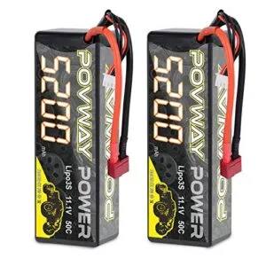POVWAY 3S Lipo Battery 5200mAh 11.1V 50C with T Plug Hardcase for RC Cars Truck Helicopter Airplane Fuel Dot 2 Pack