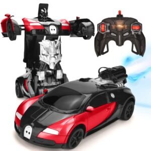 Jeestam Best RC Car Crashes Transformable Robot Car Toy with Gesture Sensing and 360° Rotating Drifting for Kids Red 1:14 Scale
