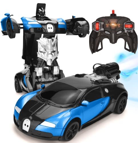 Jeestam Best Nikko RC Car Transformable Robot Toy with Gesture Sensing and 360° Rotating Drifting for Kids Blue
