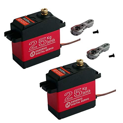 2Pcs 270 Degree DS3225 25KG Digital Servo High Torque Waterproof Full Metal Gear RC Servo Motor for Freightliner RC Truck Baja Car Robotic Arm 1/8 1/10 1/12 Scale Crawler Boat