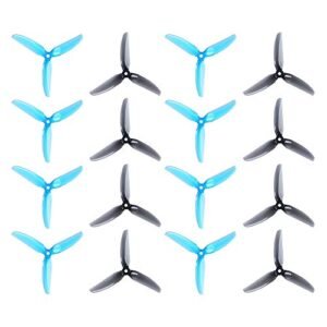 HQProp 16pcs 5x4.3x3V2S Tri Blade Propeller for RC Sailboat Plans and FPV Drone Quadcopter Blue Grey