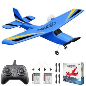 HAWKS WORK 2 Channel Ready to Fly RC Jet Blue 2.4GHz Remote Control Airplane for Kids Beginners